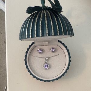 Kohl's Silver and Purple Necklace Set